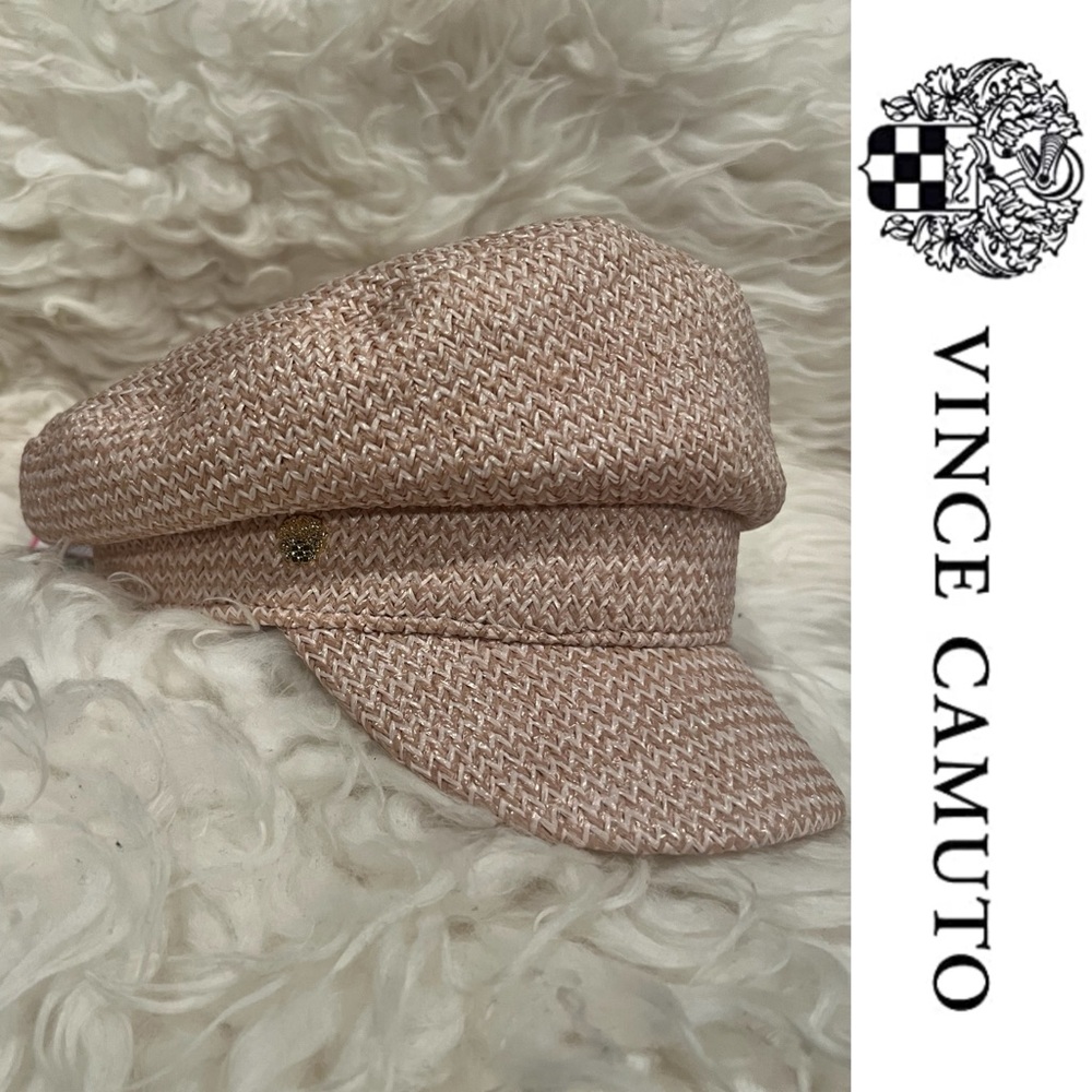 VINCE CAMUTO Braid Straw Natural Multi Newsboy Cap Hat*NWT